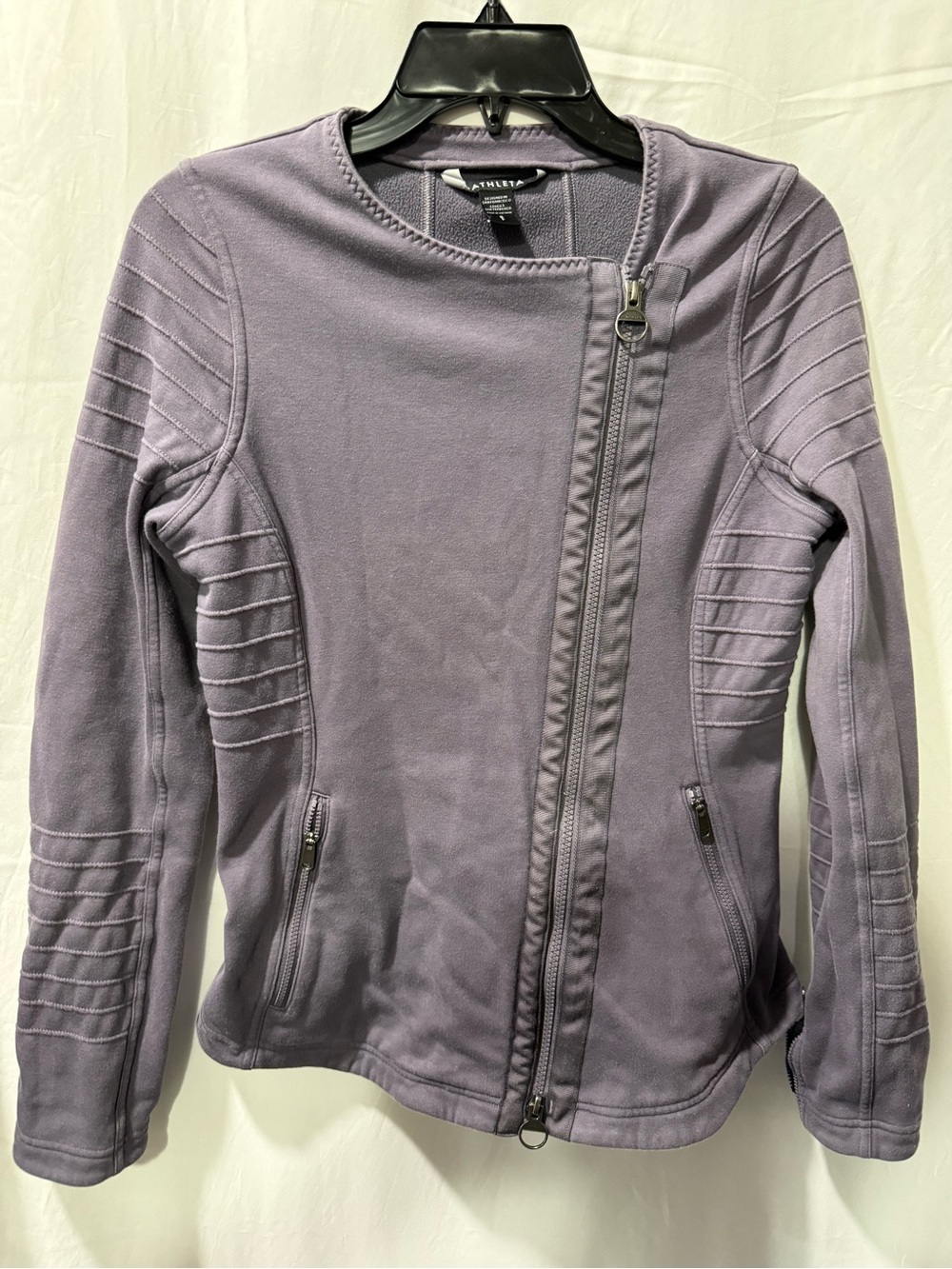 Athleta Lavender Moto-Style Asymmetrical Zip Jacket
